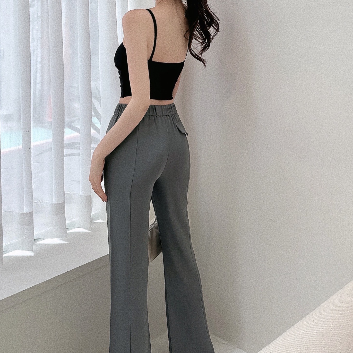 涼感冰絲前開衩寬褲/四色