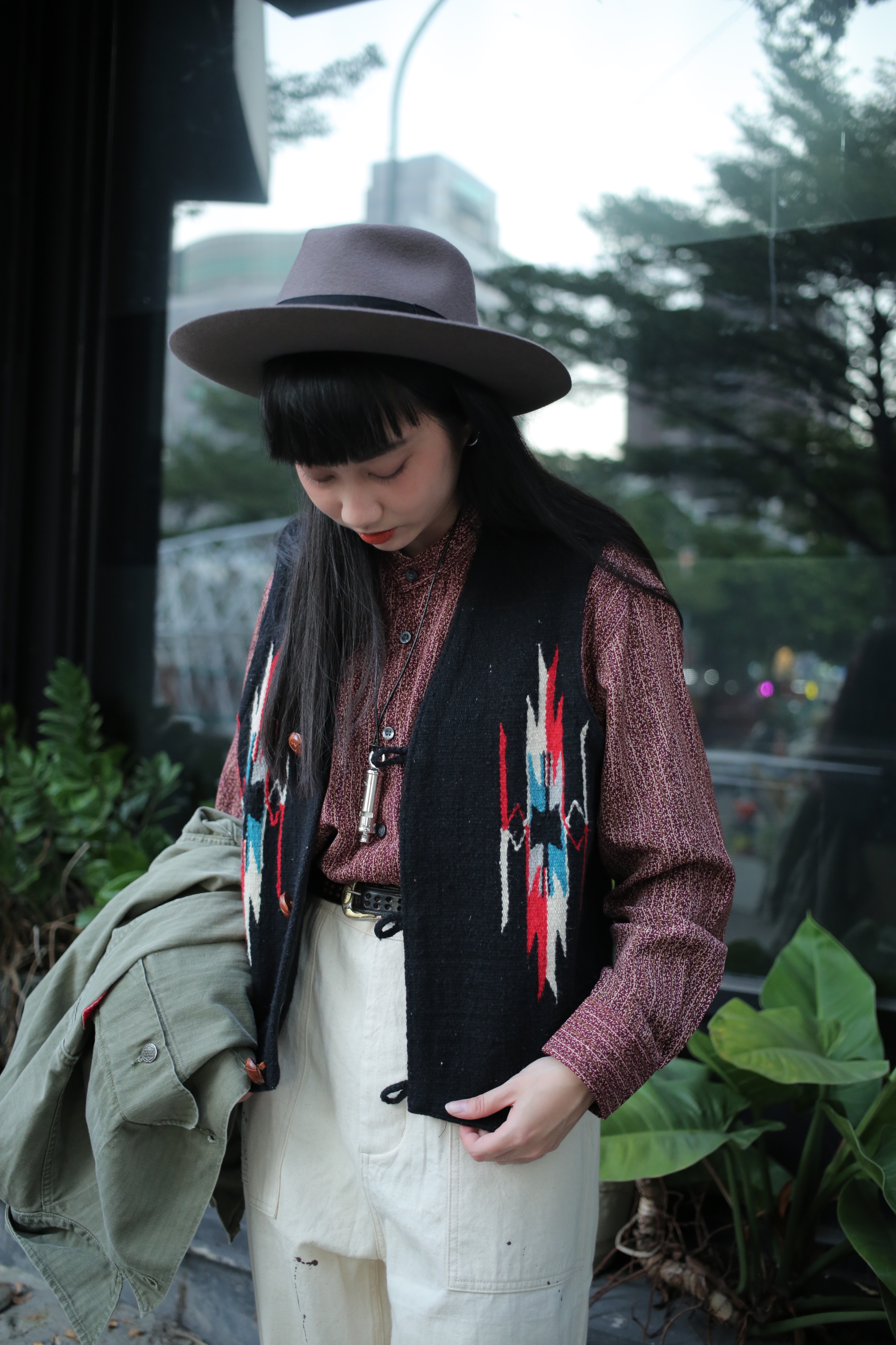 70s Vintage CHIMAYO Vest / 古著美式印地安圖騰手工編織羊毛背心