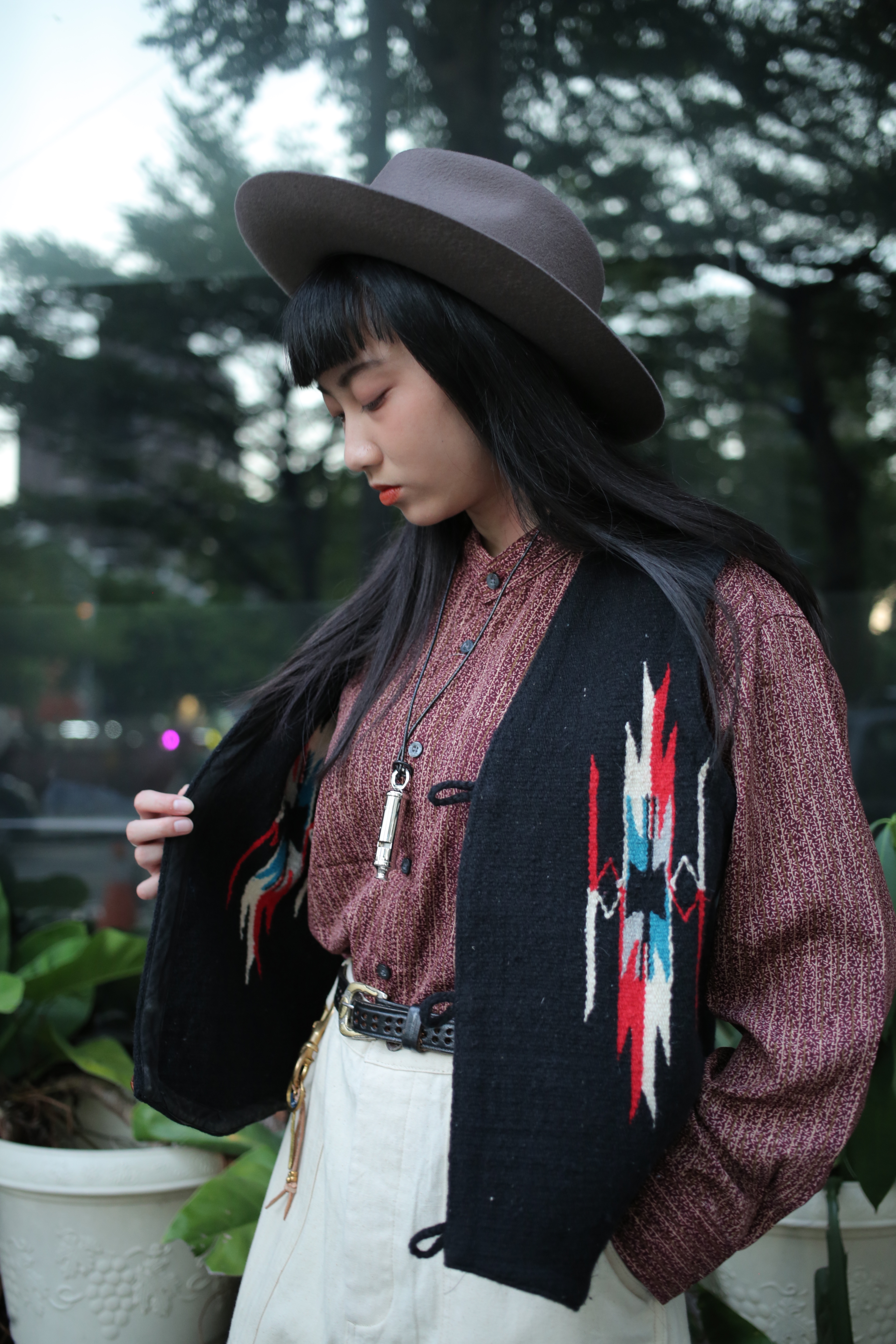 70s Vintage CHIMAYO Vest / 古著美式印地安圖騰手工編織羊毛背心