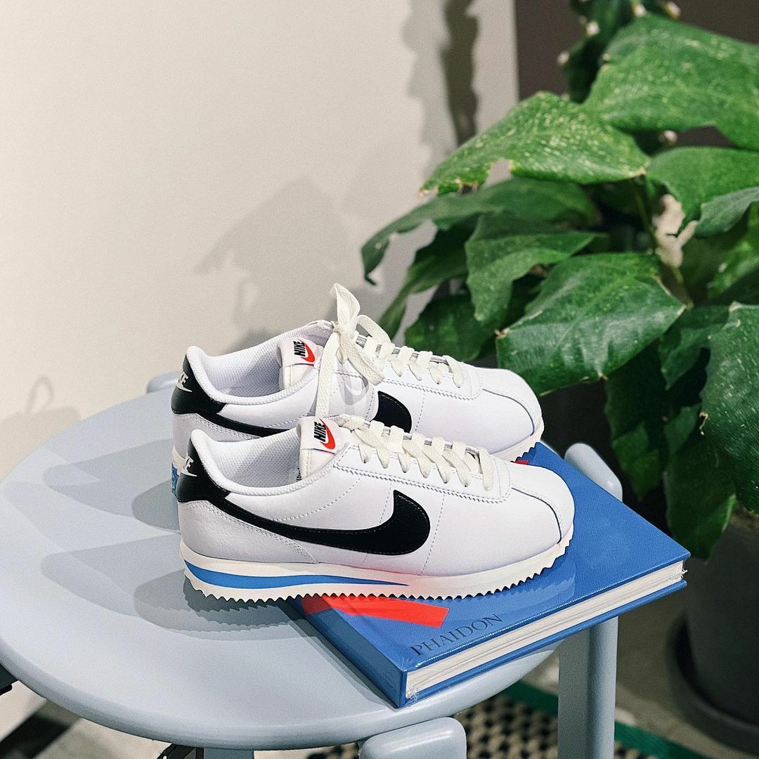 Nike Cortez 白色 黑色 水藍 黑勾 皮革 男女鞋 阿甘鞋 經典款 DN1791-100