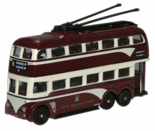 Oxford NQ1007 1:148 Trolleybus Cardiff (Streamline) 無軌電車.紅棕+白
