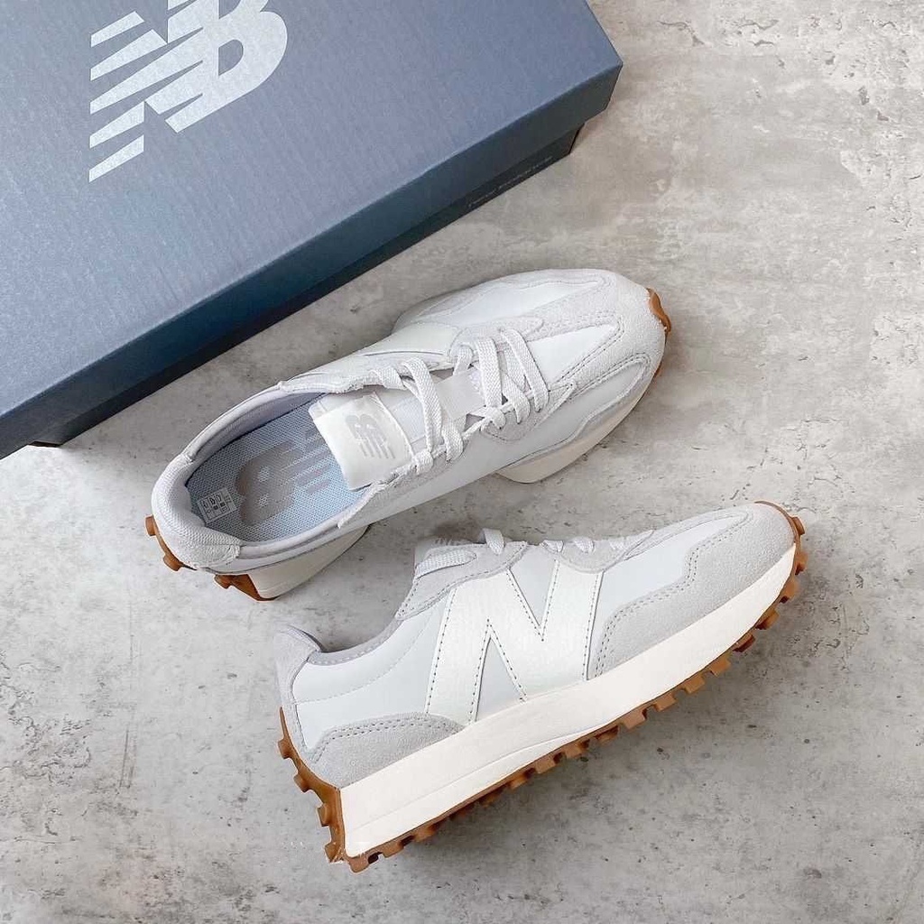 New Balance 327 歐洲限定 雲霧白 白絲綢 海鹽白 皮革 白色 復古鞋 MS327ASK