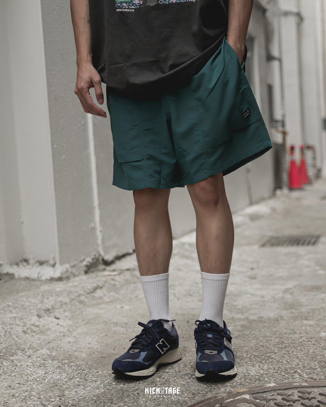 男款NEW BALANCE ALL TERRAIN WOVEN SHORT 綠色藍色拼接大口袋小標內