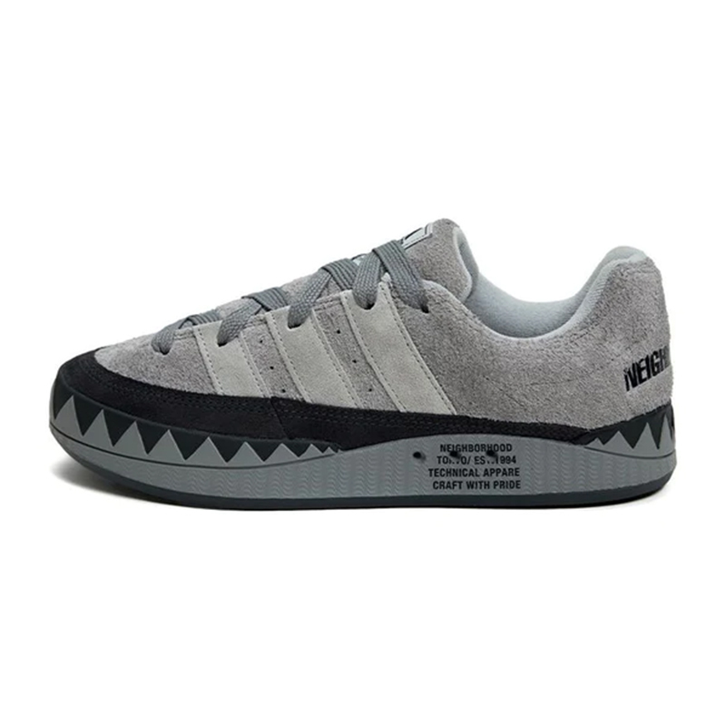 NEIGHBORHOOD X ADIDAS ADIMATIC 聯名款復古鯊魚麵包鞋黑灰