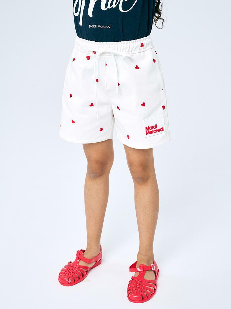 Mardi Mercredi KIDS JEAN SHORTS HEART_WHITE