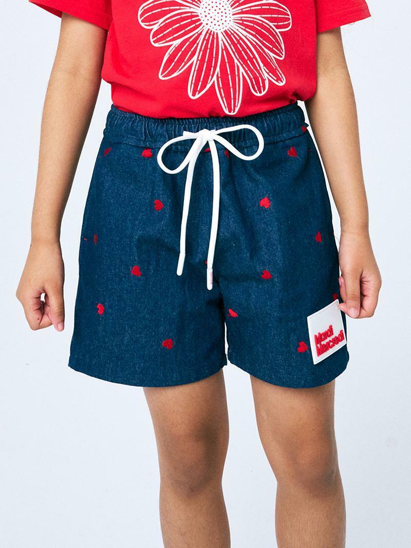 Mardi Mercredi KIDS JEAN SHORTS HEART_NAVY