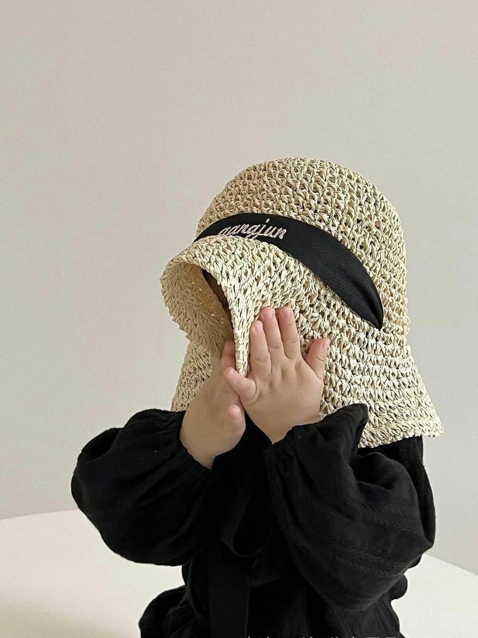 korea客製化姓名遮陽草帽-親子款