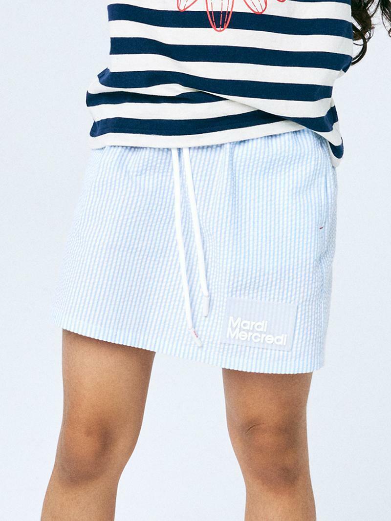 Mardi Mercredi KIDS SEERSUCKER SKIRT STRIPE_SKY