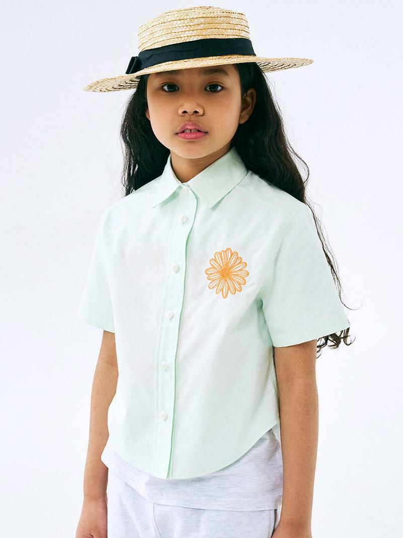 Mardi Mercredi KIDS COTTON SHIRT HALF SLEEVE_MINT ORANGE