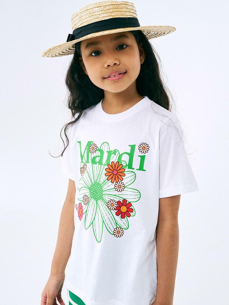 Mardi Mercredi KIDS TSHIRT FLOWERMARDI BLOSSOM_WHITE GREEN
