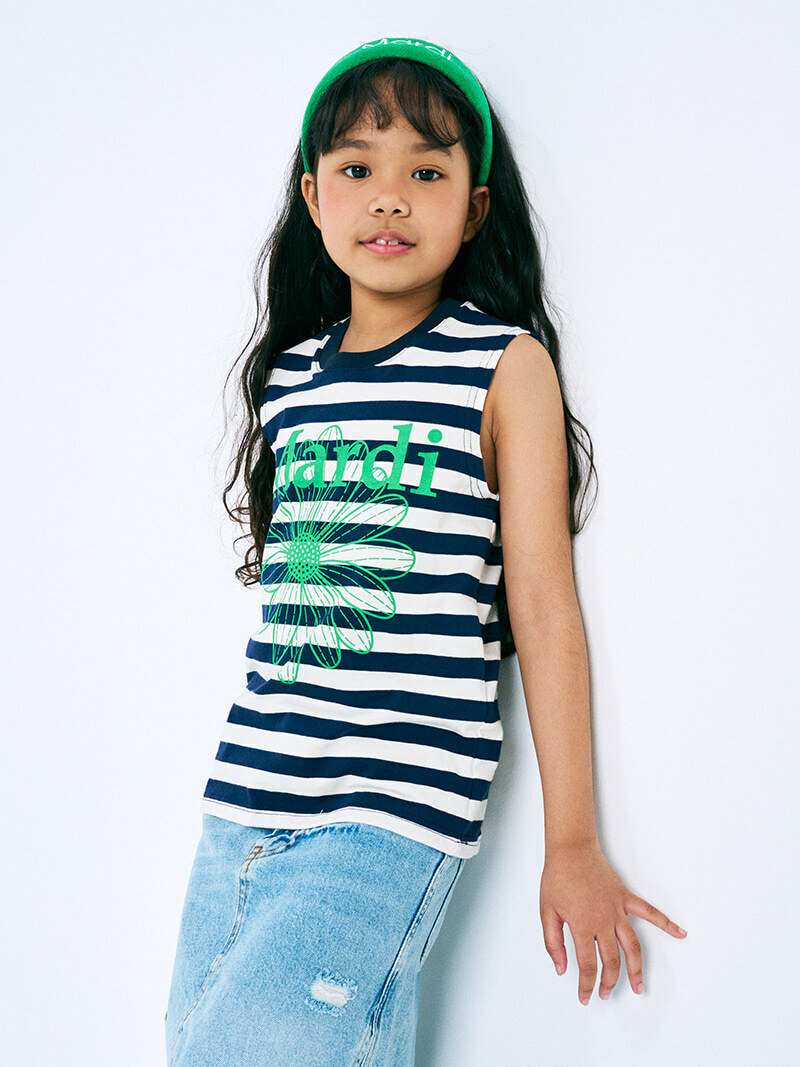 Mardi Mercredi KIDS MARINE SLEEVELESS FLOWERMARDI_NAVY GREEN
