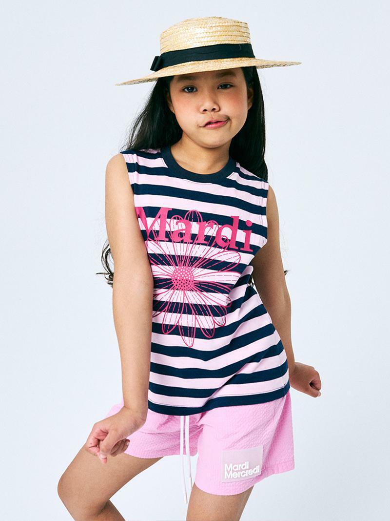 Mardi Mercredi  KIDS MARINE SLEEVELESS FLOWERMARDI_NAVY PINK