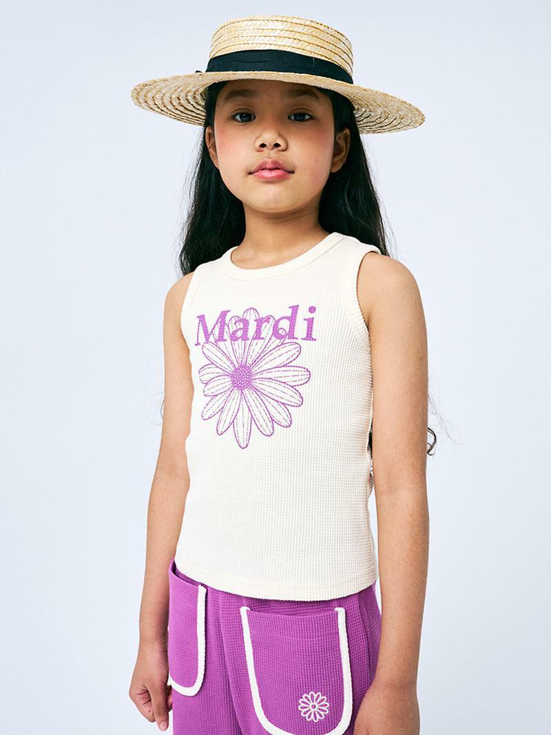 Mardi Mercredi KIDS WAFFLE SLEEVELESS FLOWERMARDI_IVORY VIOLET