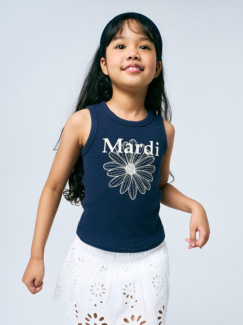 Mardi Mercredi KIDS WAFFLE SLEEVELESS FLOWERMARDI_NAVY CREAM