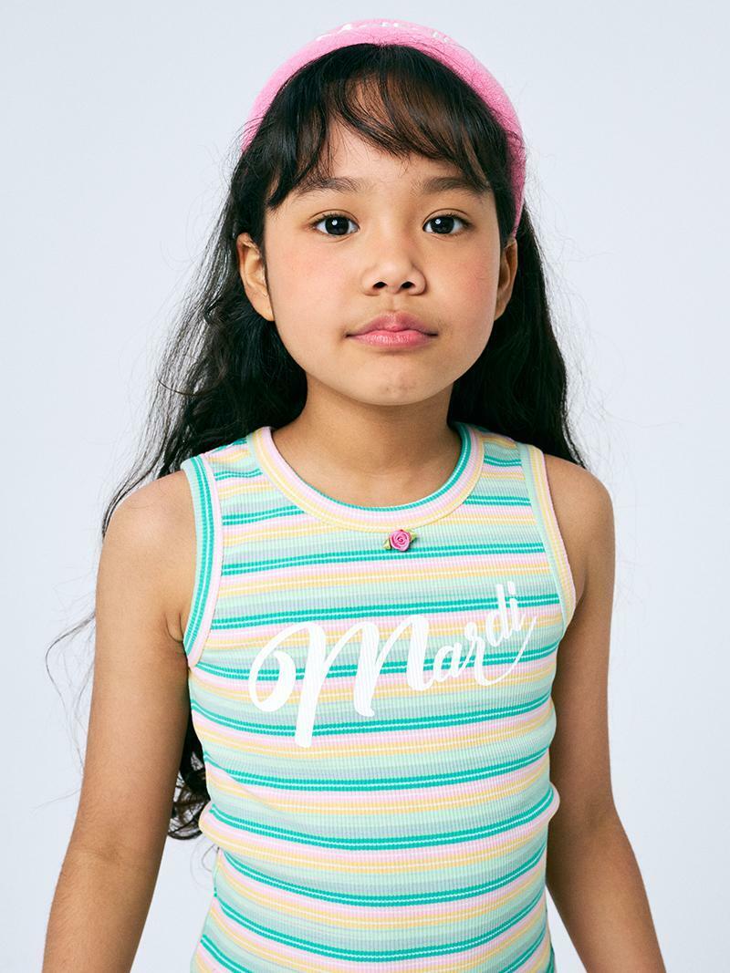 Mardi Mercredi KIDS RIBBED SLEEVELESS UNE PETITE ROSE_MINT PINK