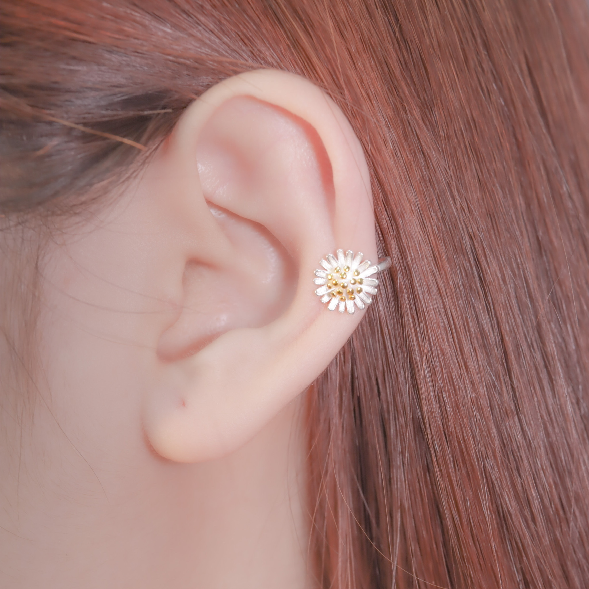 | 925純銀 |  藏愛雛菊耳夾 | EA0235 |