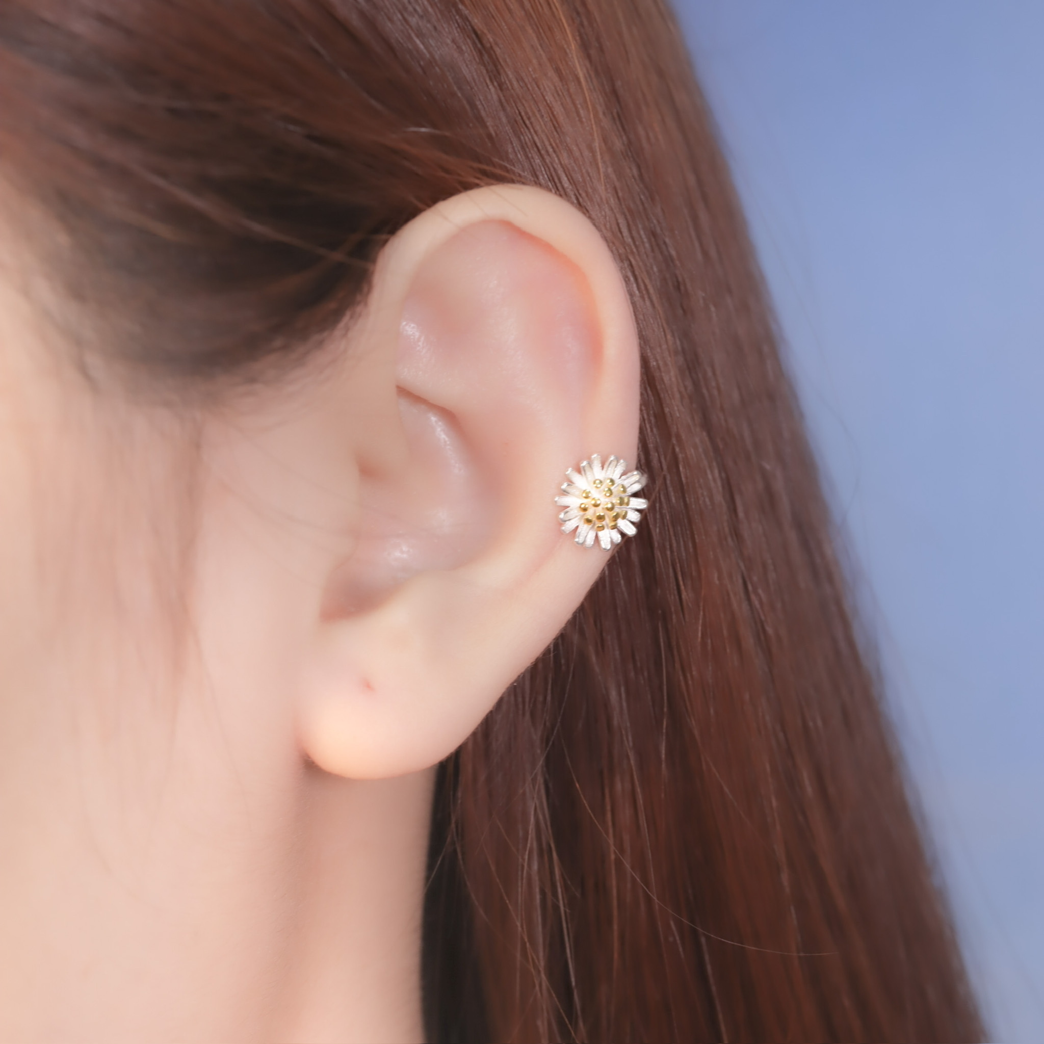 | 925純銀 |  藏愛雛菊耳夾 | EA0235 |