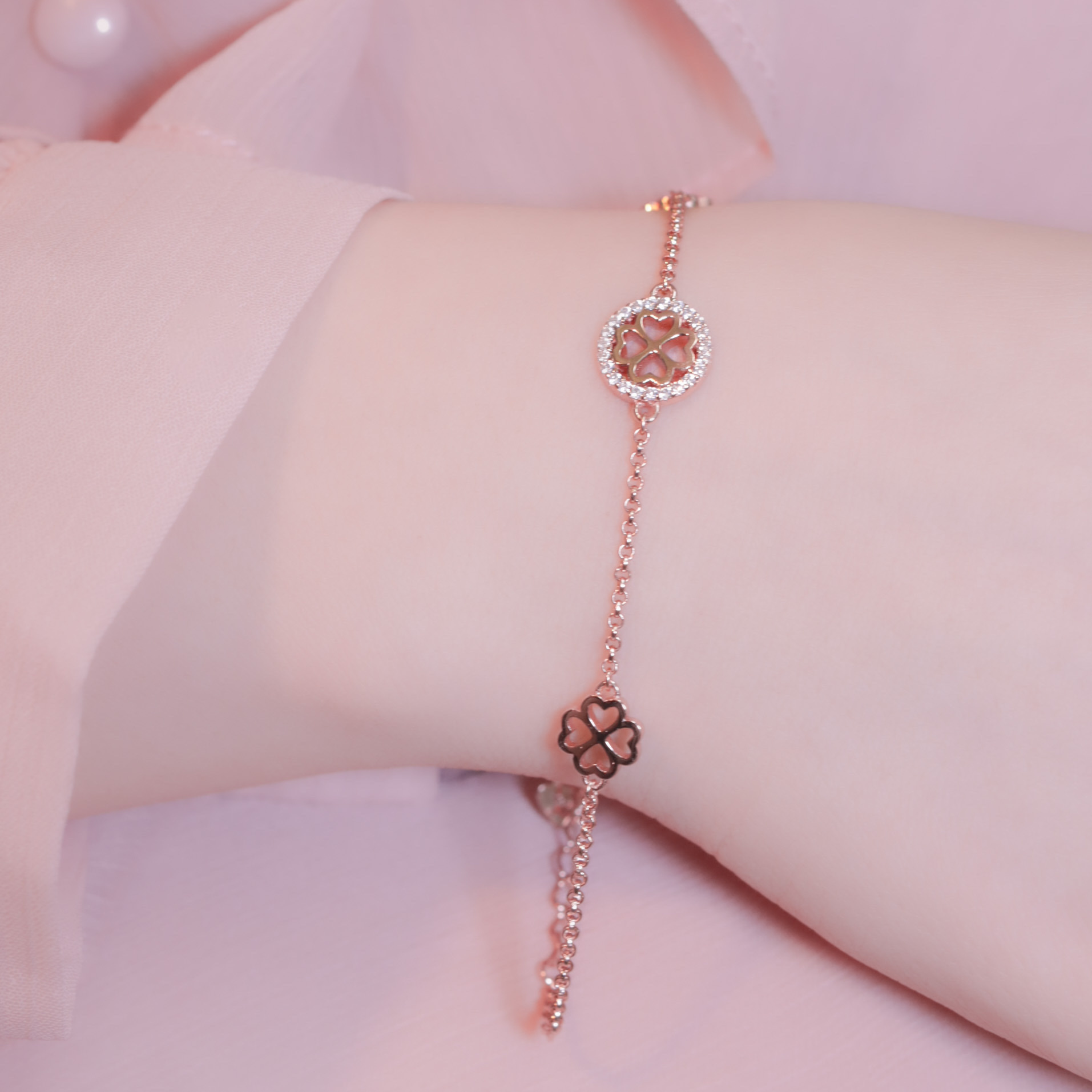 | 925 Silver・White Gold・Rose Gold | Clover Bracelet（Silver / Rose Gold） | BR0337 |