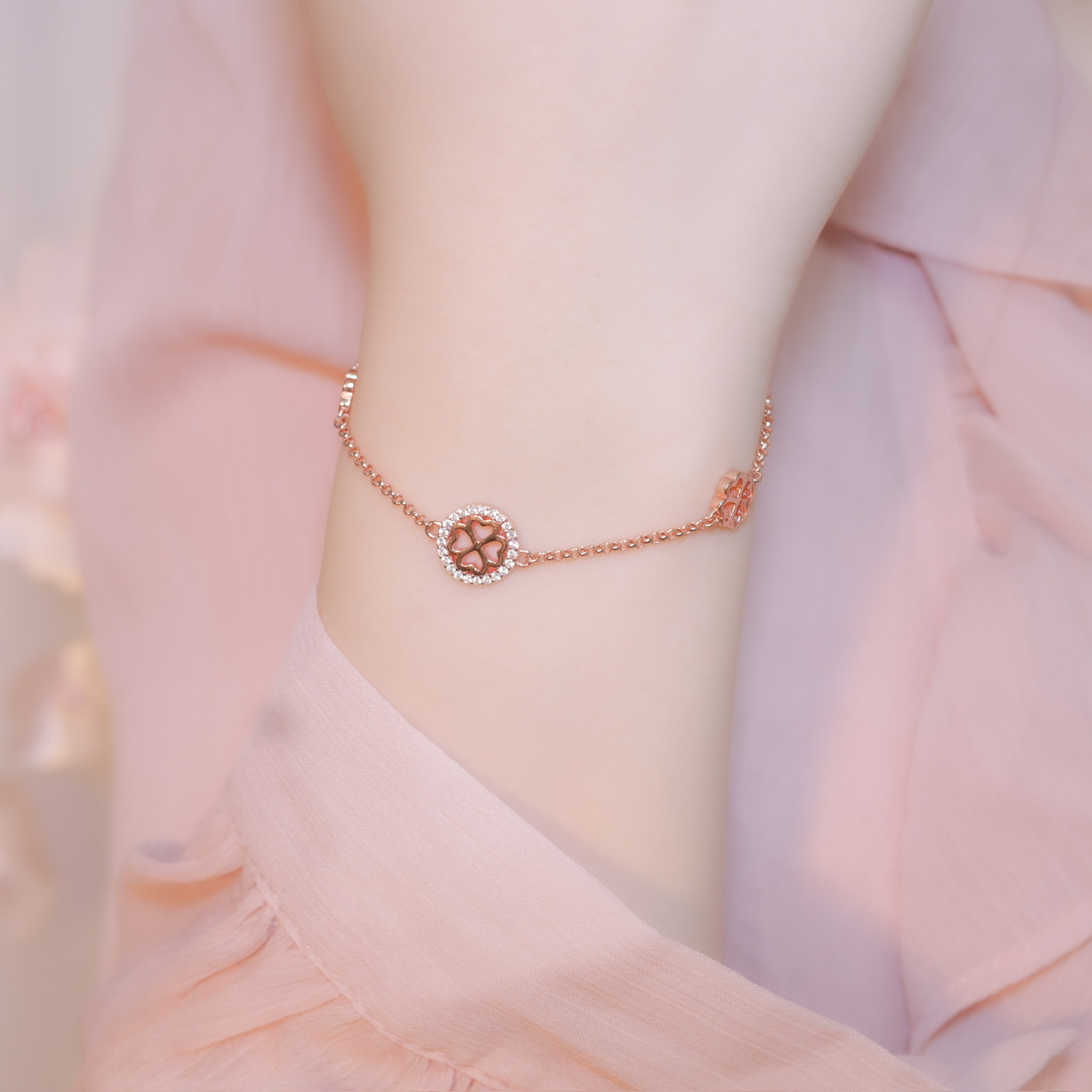 | 925 Silver・White Gold・Rose Gold | Clover Bracelet（Silver / Rose Gold） | BR0337 |