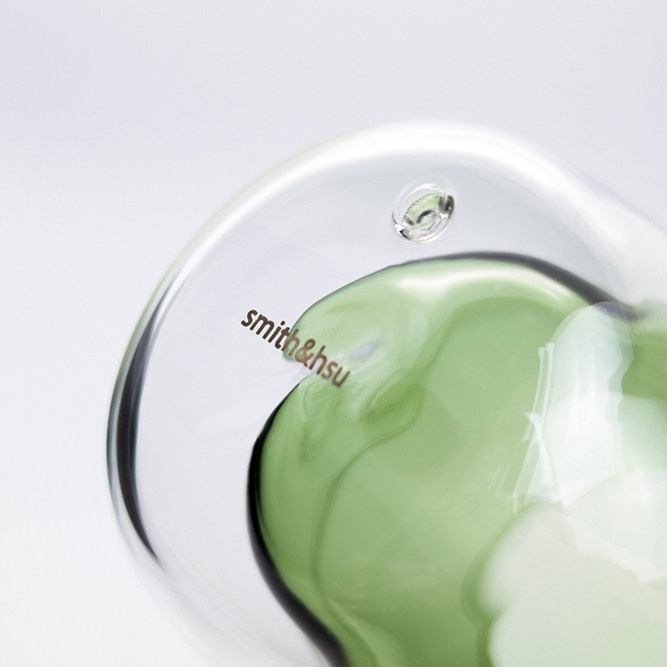曲線雙層玻璃杯/綠(350ml)