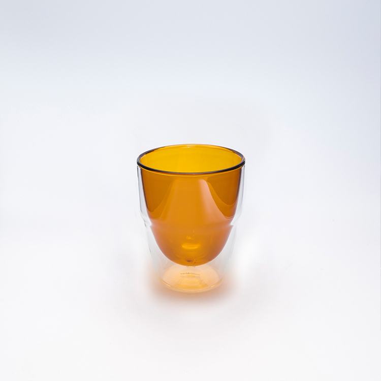曲線雙層玻璃杯/琥珀(250ml)