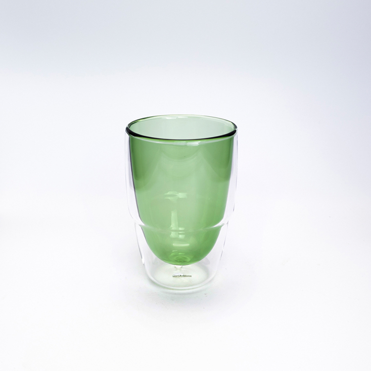 曲線雙層玻璃杯/綠(350ml)