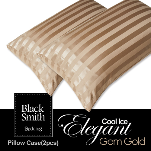 Black Smith -寶石金2870針冰絲瑰麗條子枕頭套(2個)