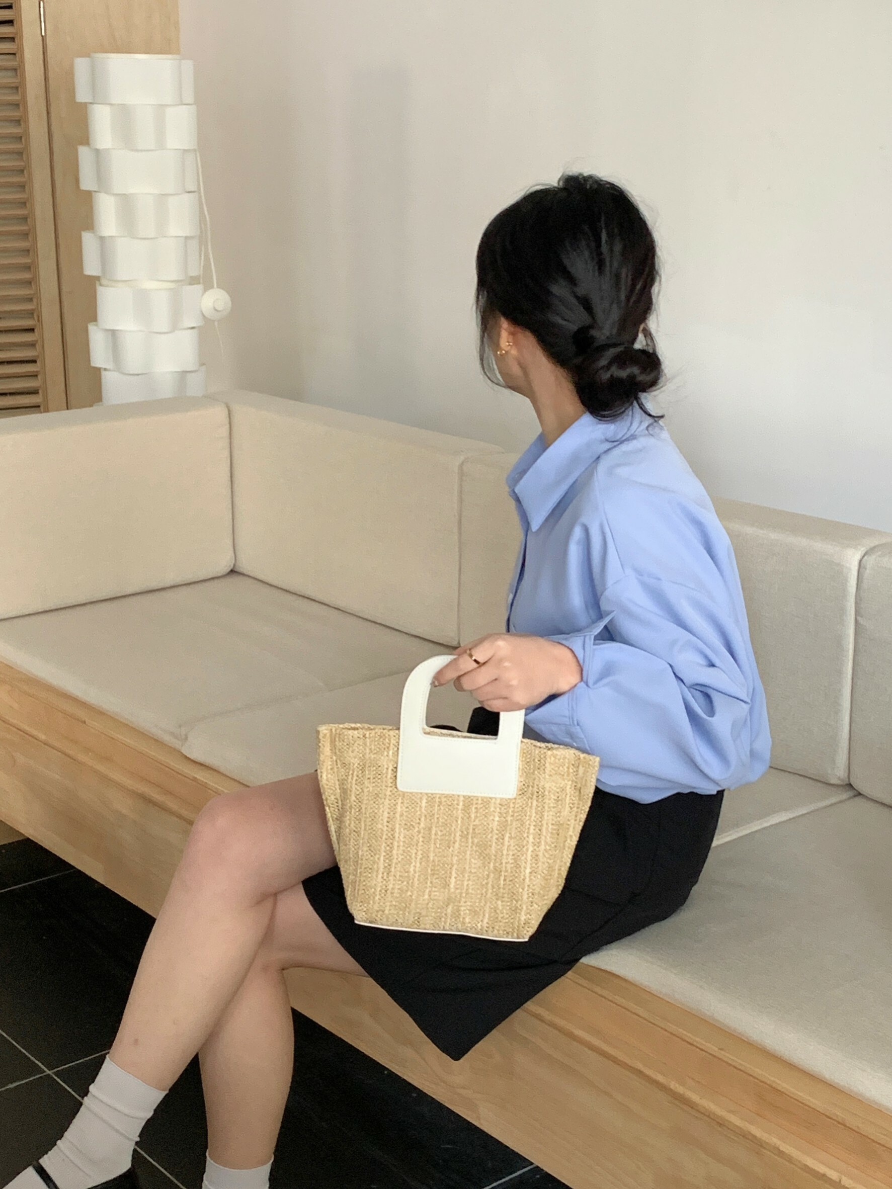 峇厘島沙灘草編水桶包/二色/渡假必備