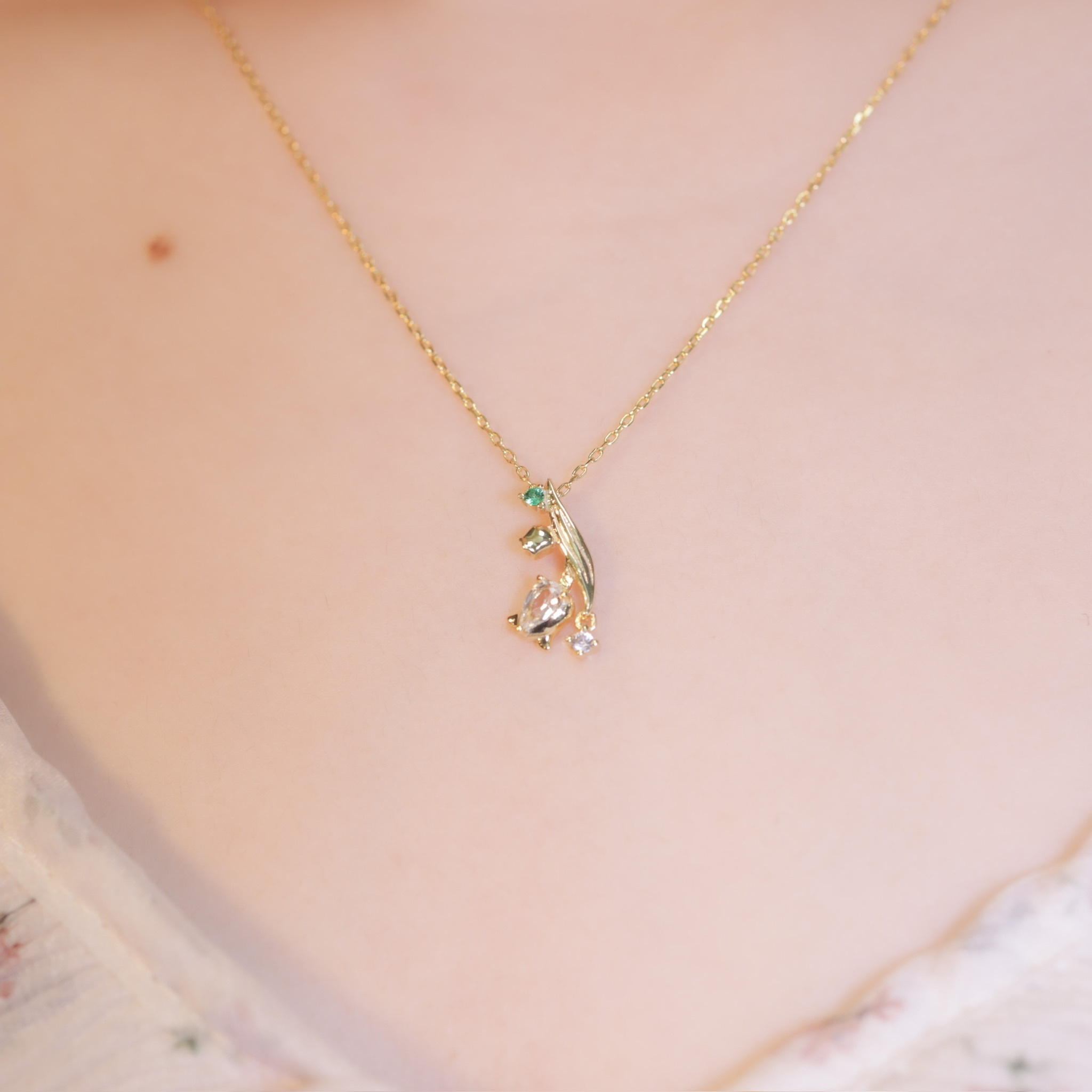 | 925銀・18k金丨 待放小花項鍊丨NE0170丨