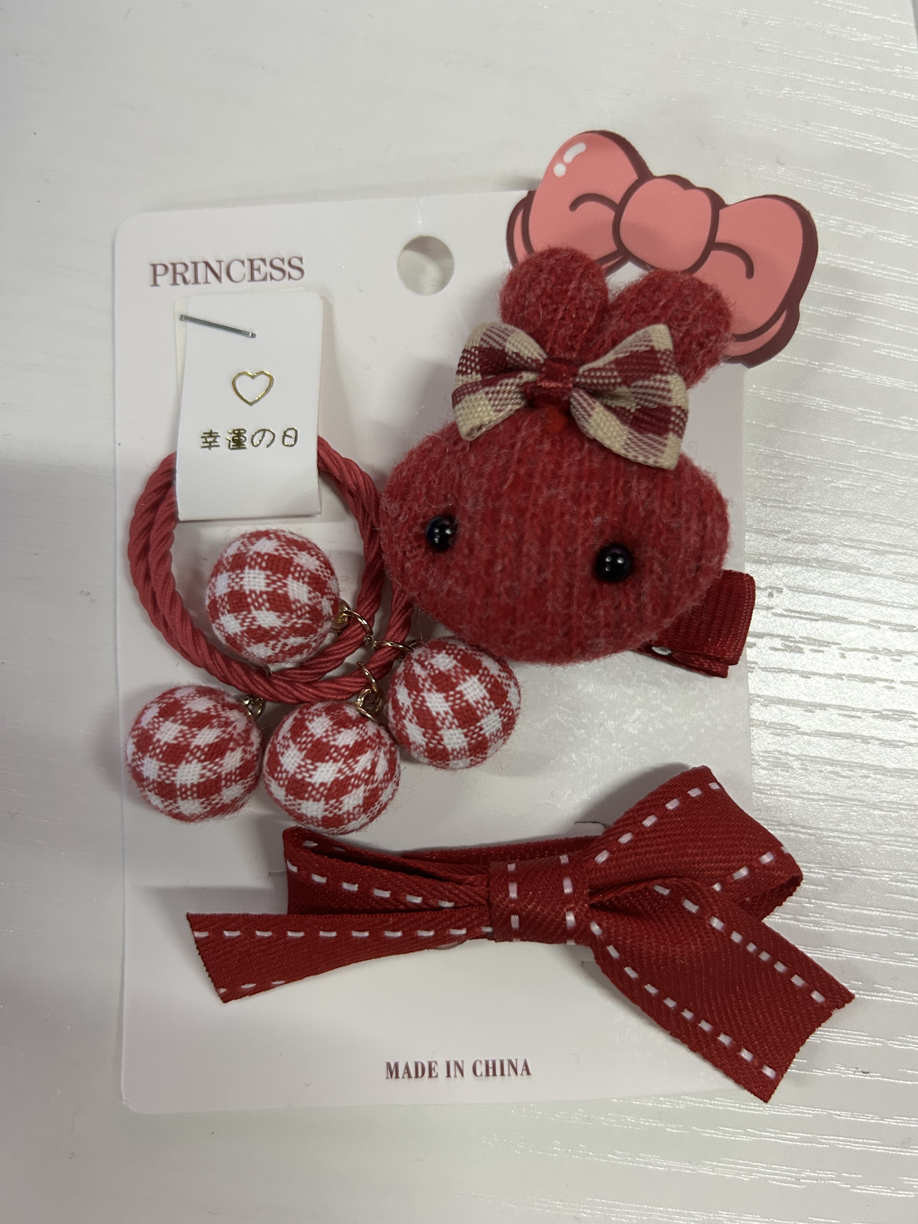A321RD_SS22_C🟥🐰紅色格紋兔兔系列頭飾(3pcs)
