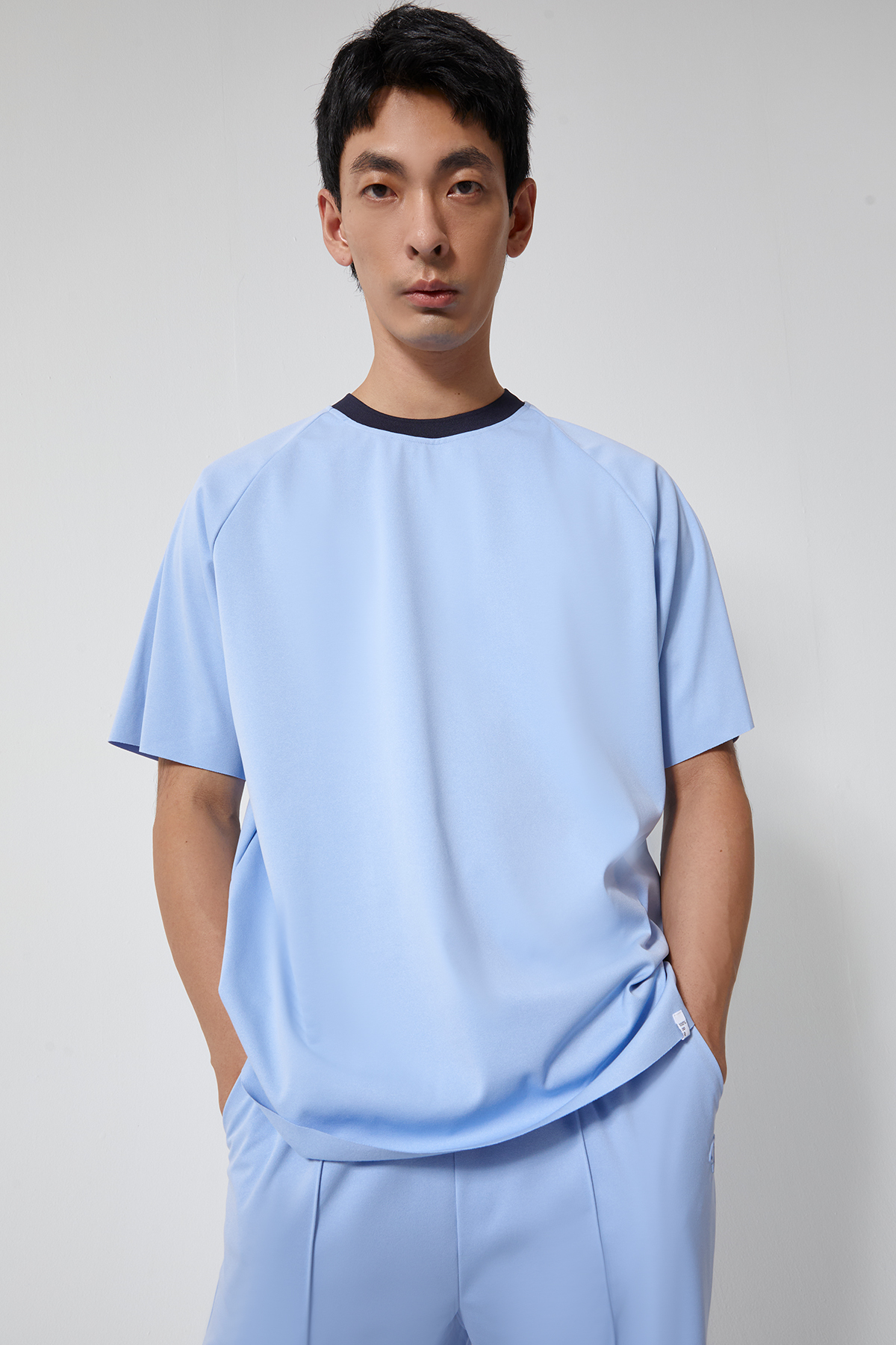 EKO 麂皮寬鬆T-SHIRT UNISEX（繡球藍）