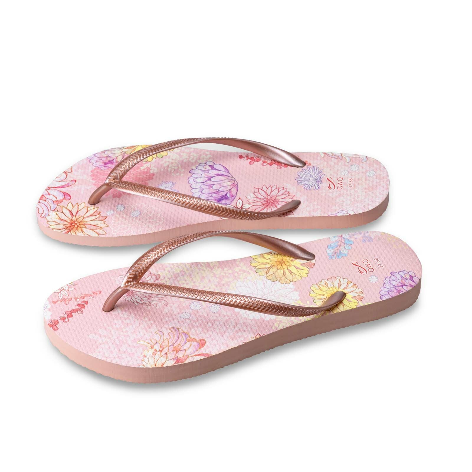 露台上的波麗 絢天香 女款細帶人字夾腳拖鞋 粉金