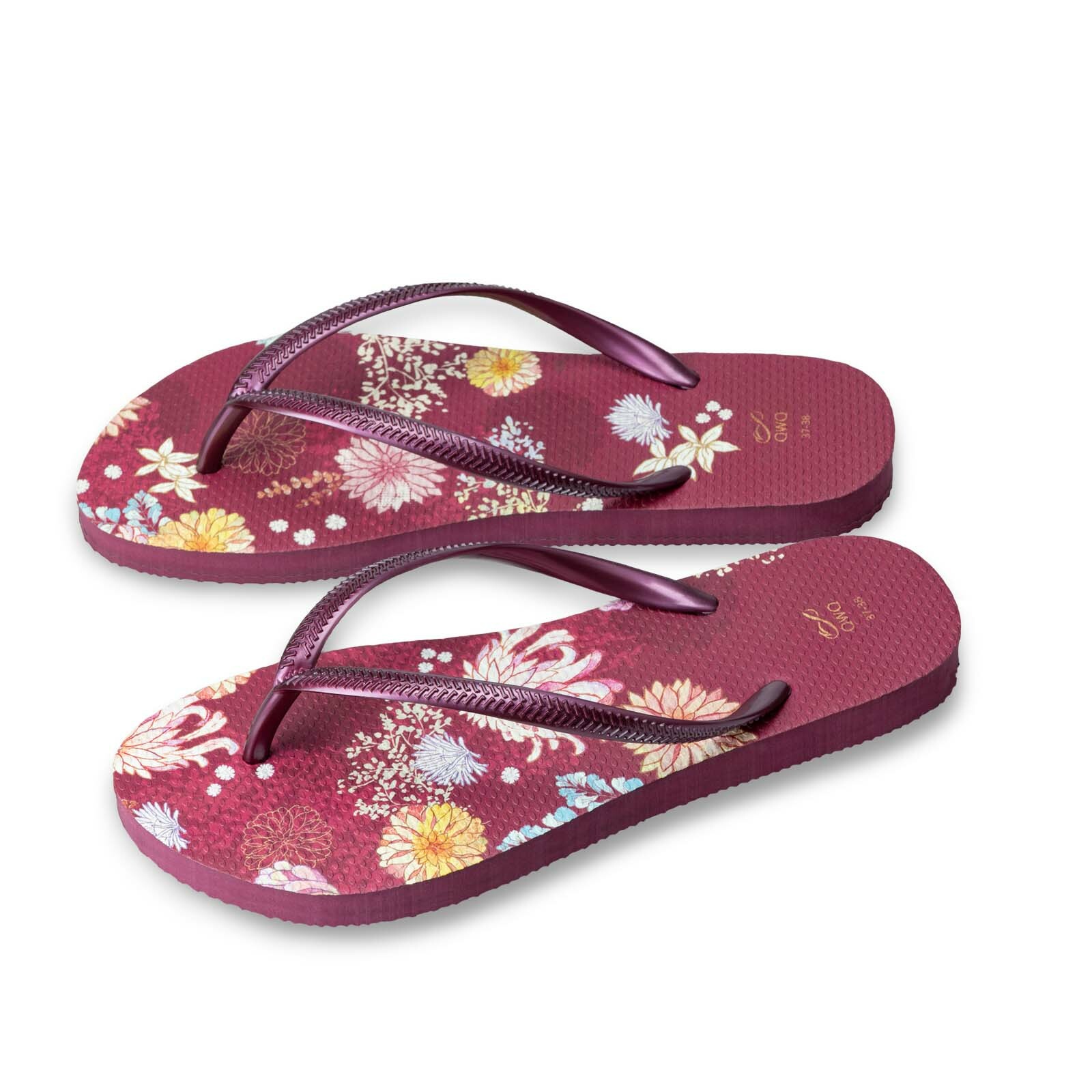 露台上的波麗 緋紅色 女款細帶人字夾腳拖鞋 酒紅