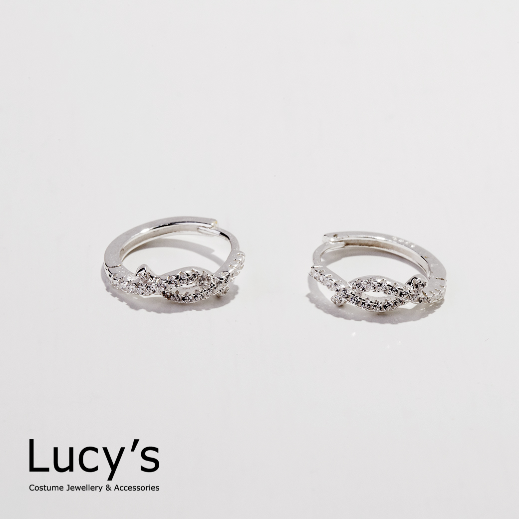 925純銀 鑽蔓延 易扣耳環 (105629)