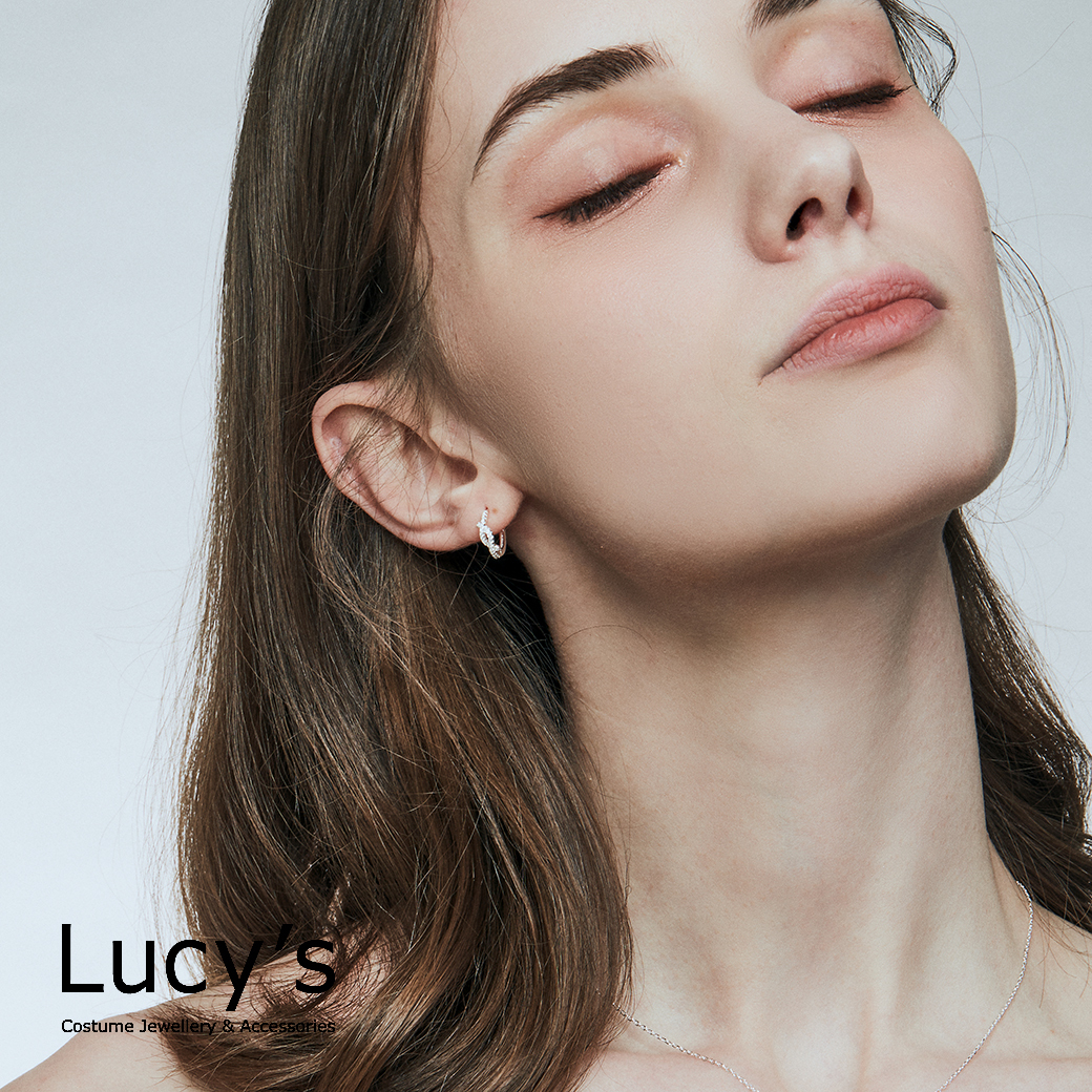 925純銀 鑽蔓延 易扣耳環 (105629)