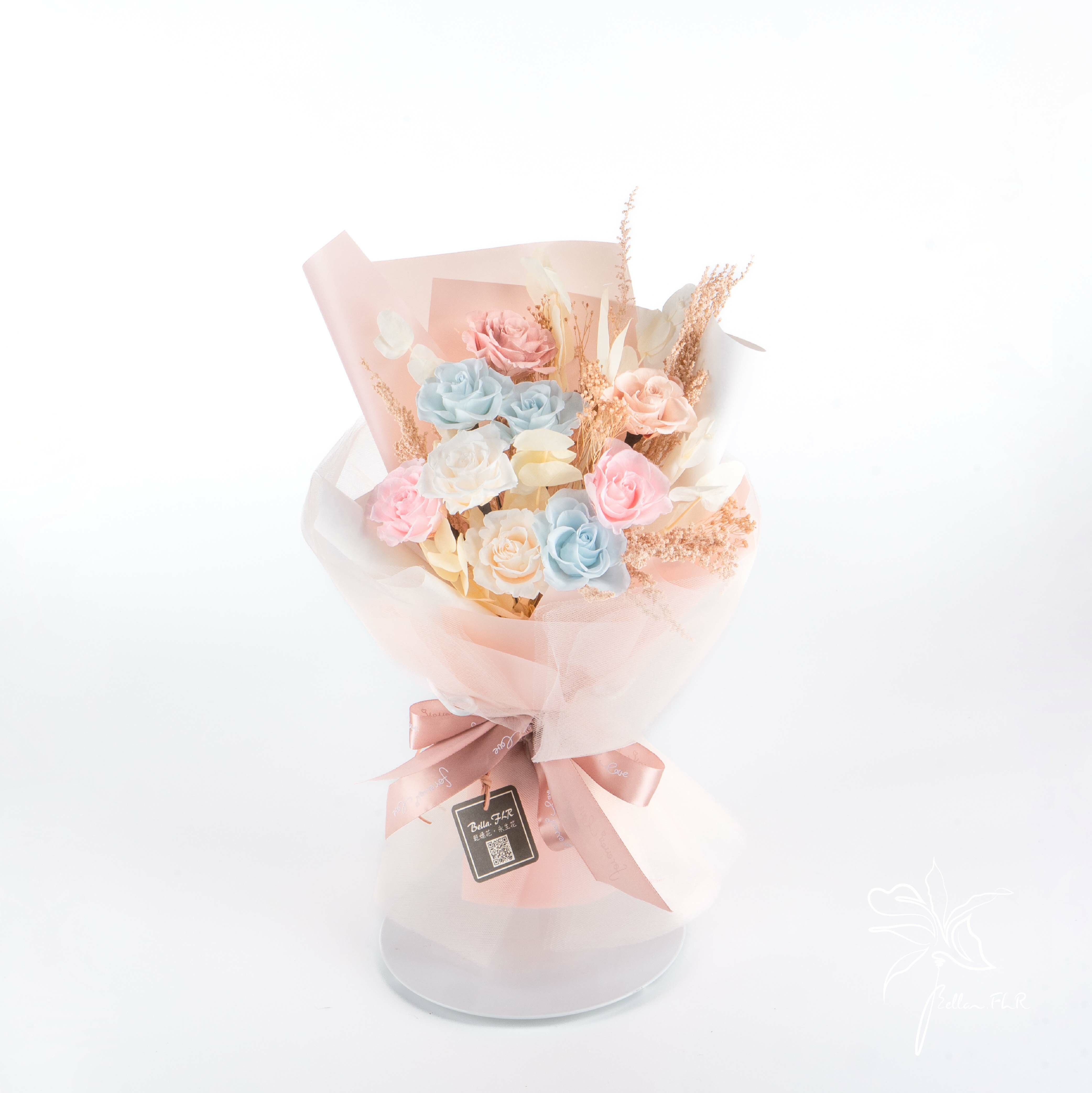 【夢幻花絮】9朵永生玫瑰花束