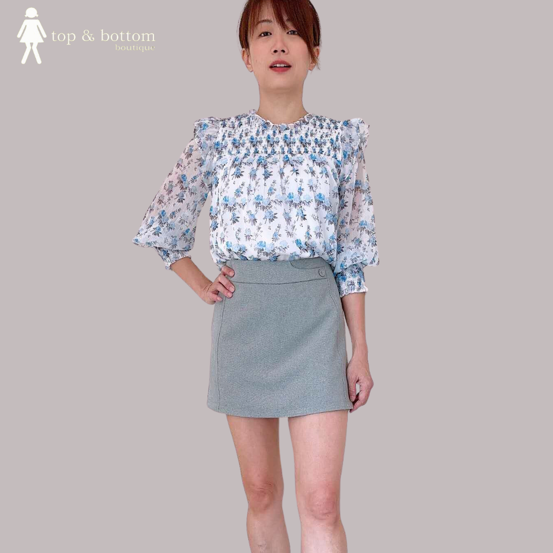 L/SLEEVE SILK CHIFFON FLORAL BLOUSE