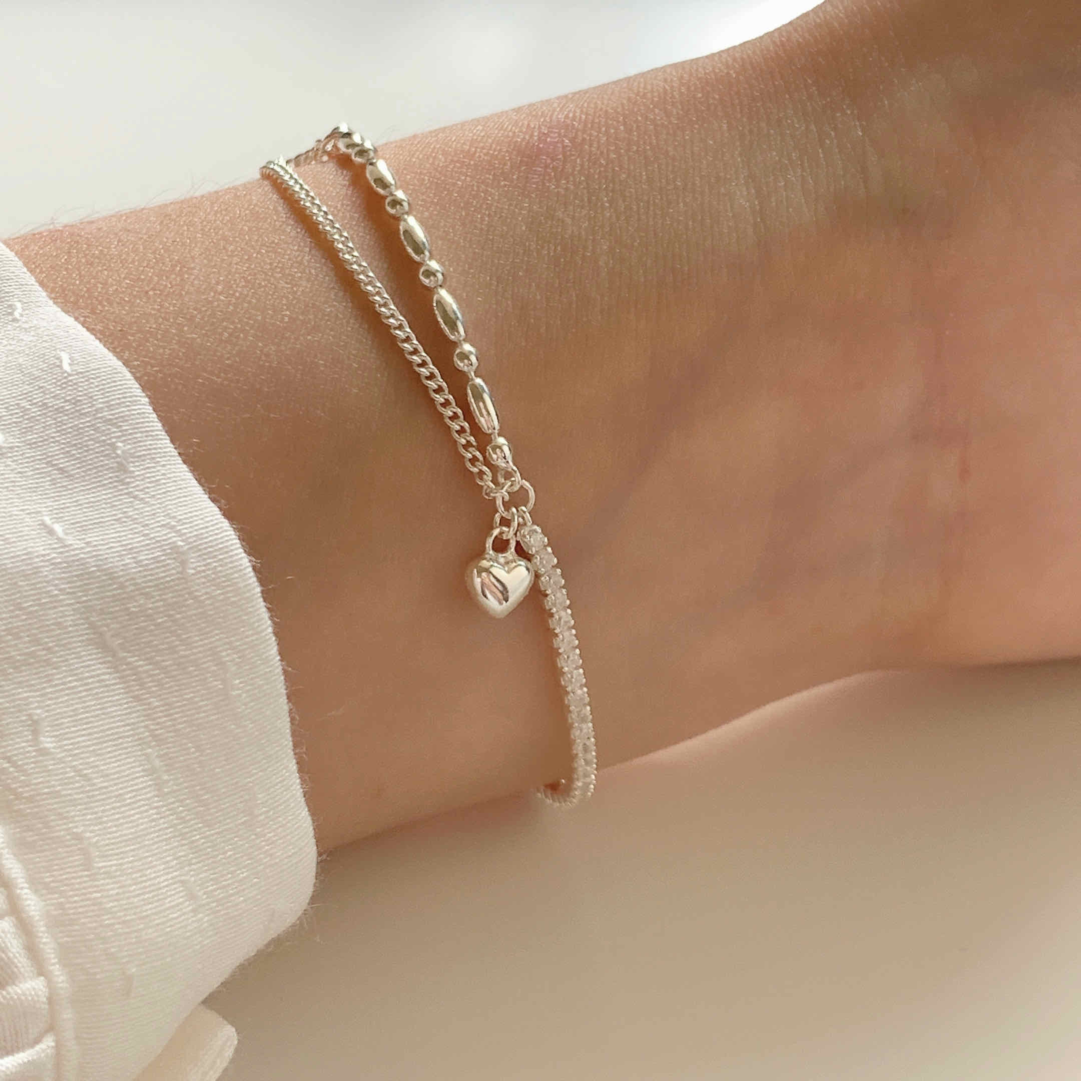 🇰🇷質感推薦！925 silver 不對稱造型手鍊｜2 style