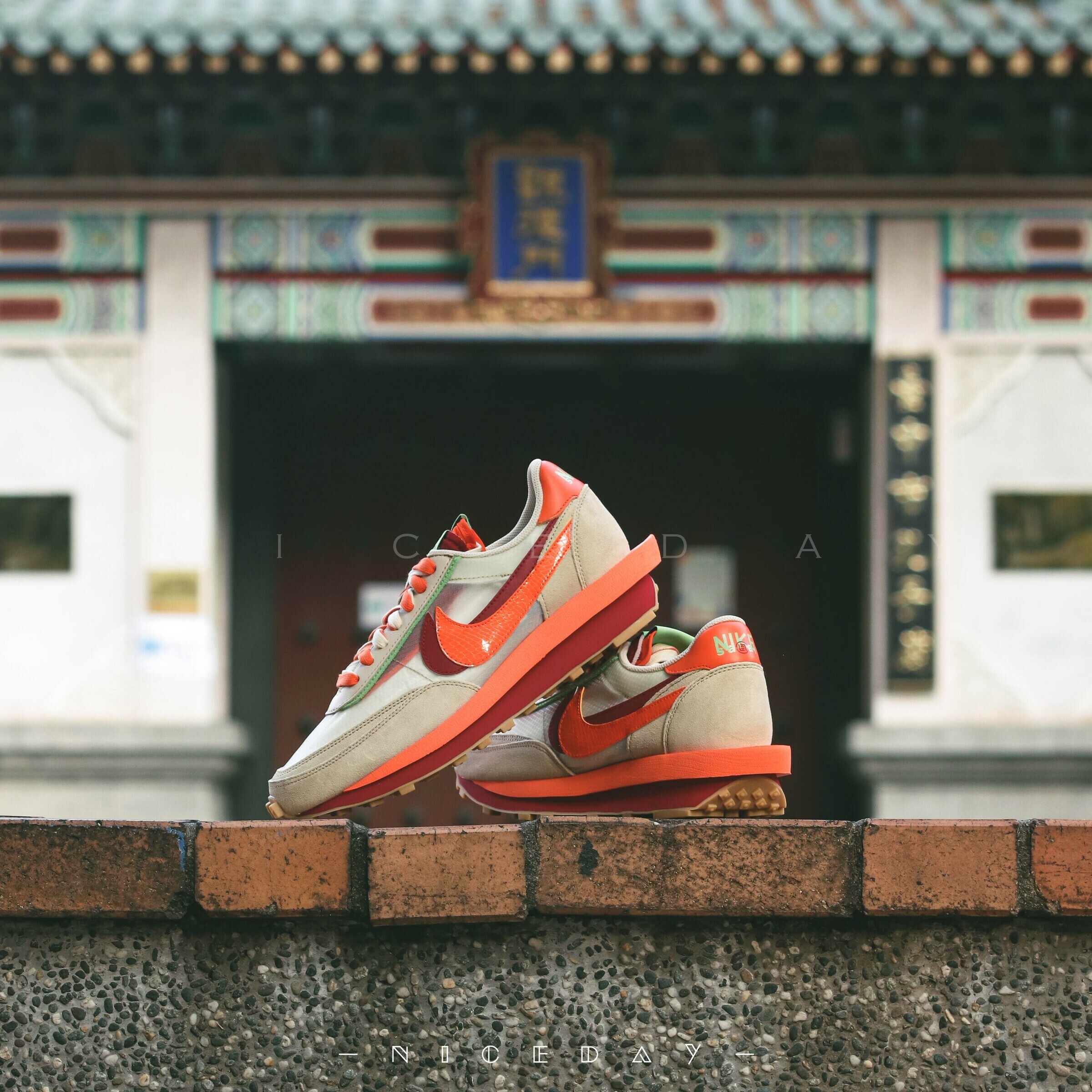 NICEDAY 代購 Nike x clot x sacai 橘 米白橘 男女 聯名款 DH1347-100