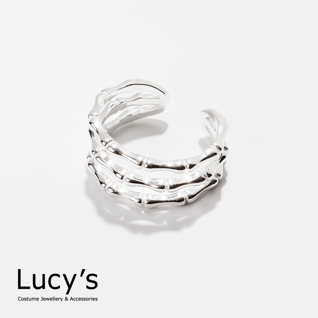 925純銀 三竹節 開口戒 (107091)