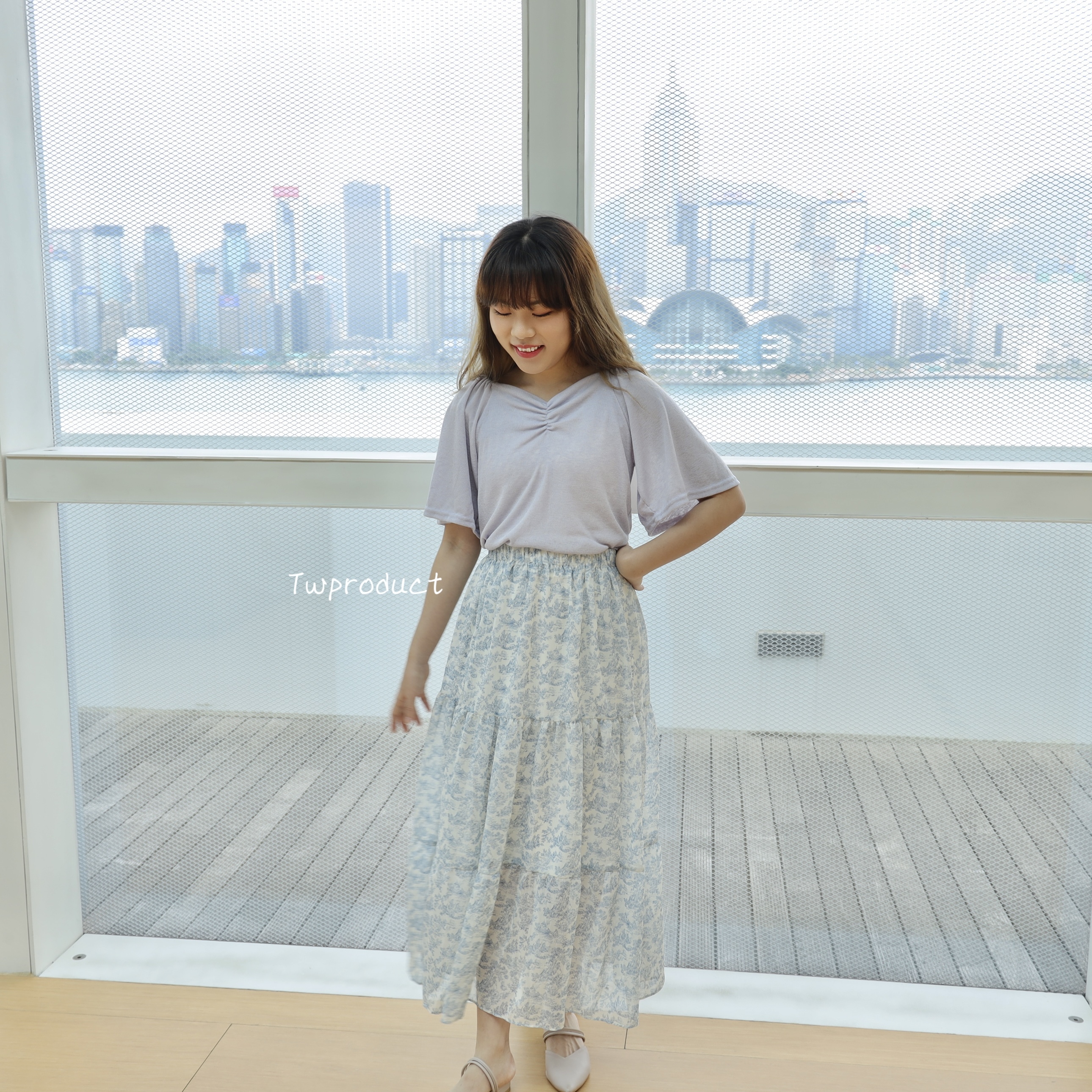 ✨ ||skl211|| 清淡山水墨花蛋糕長裙