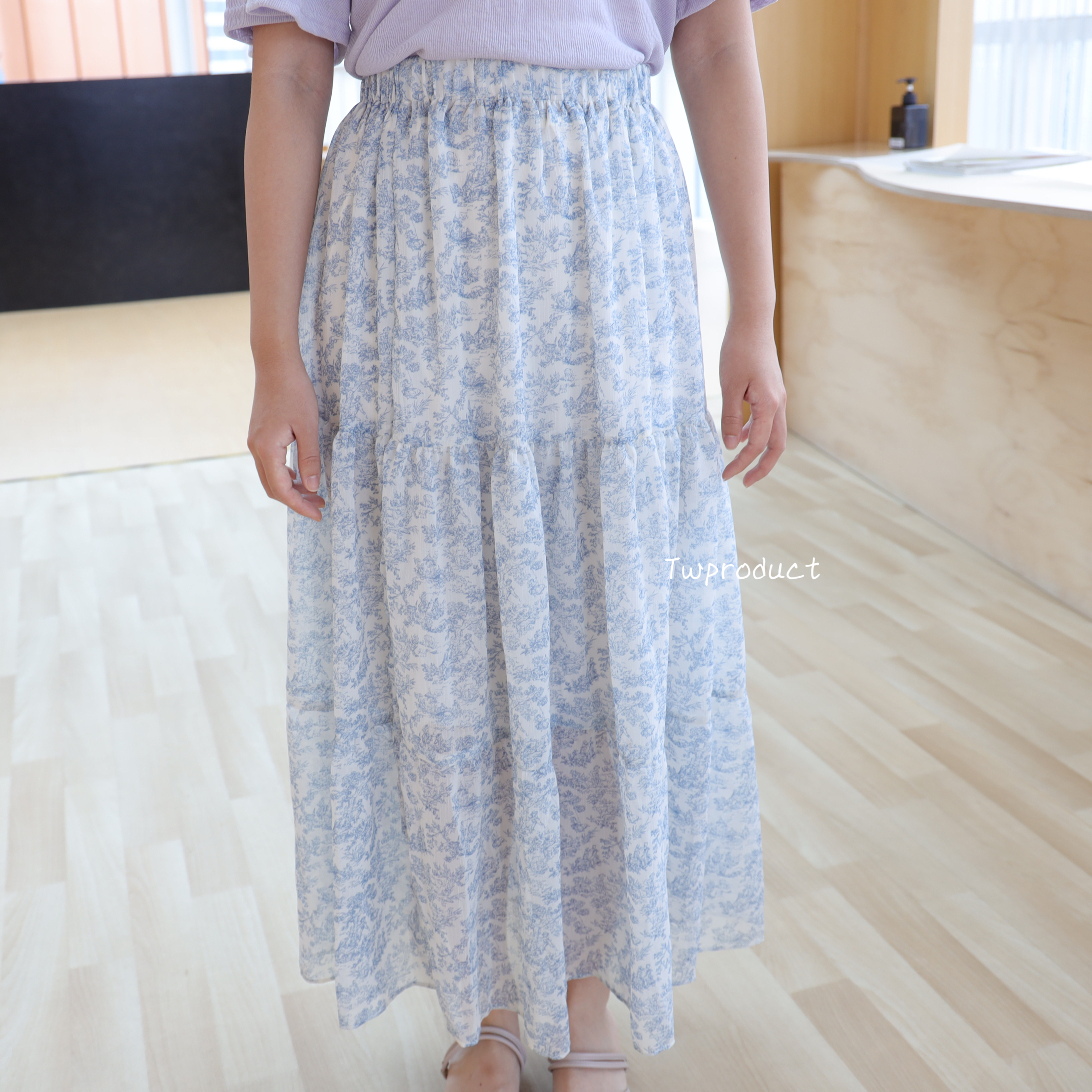 ✨ ||skl211|| 清淡山水墨花蛋糕長裙