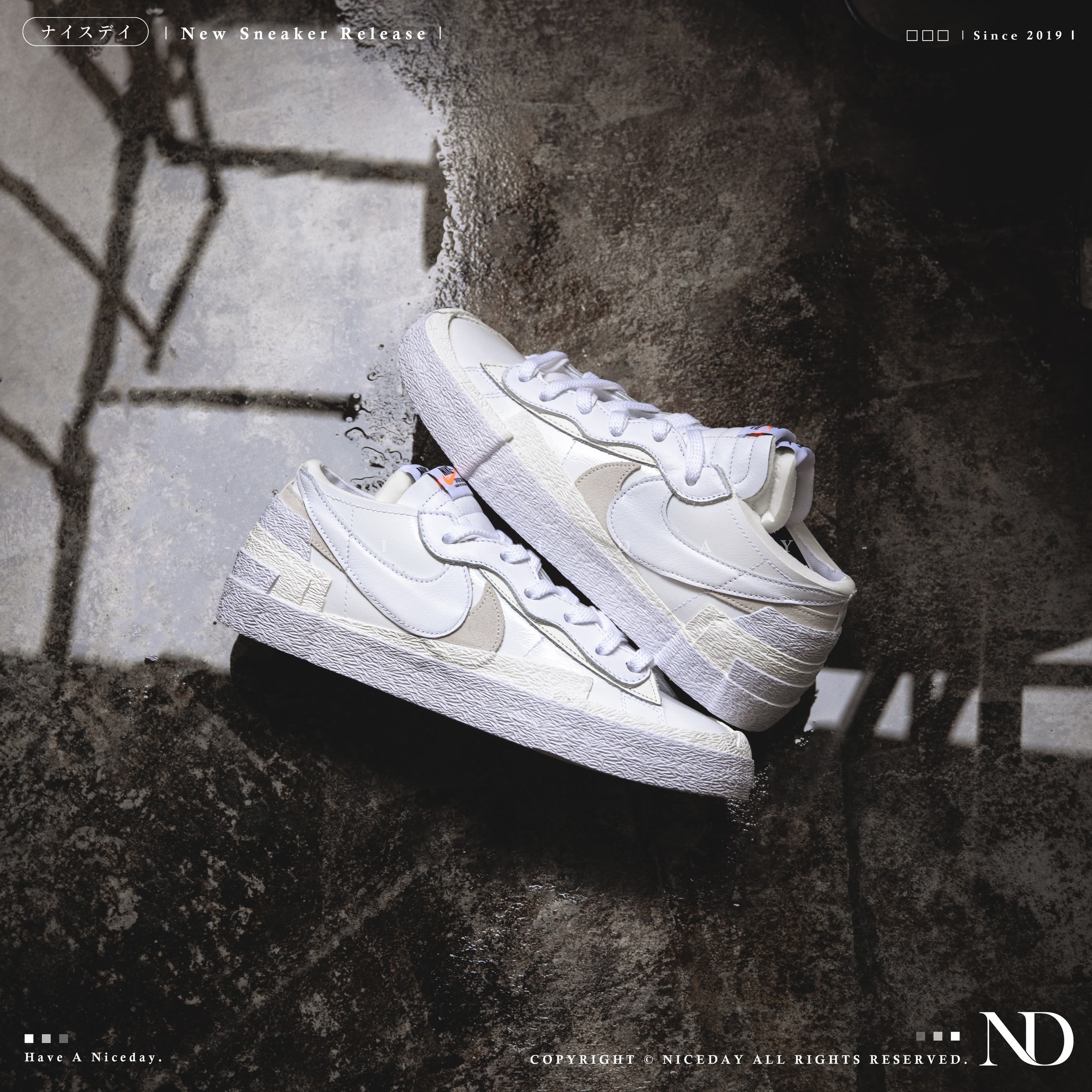 Niceday 代購 NIKE Blazer Low x SACAI 聯名 全白 男女 DM6443-100