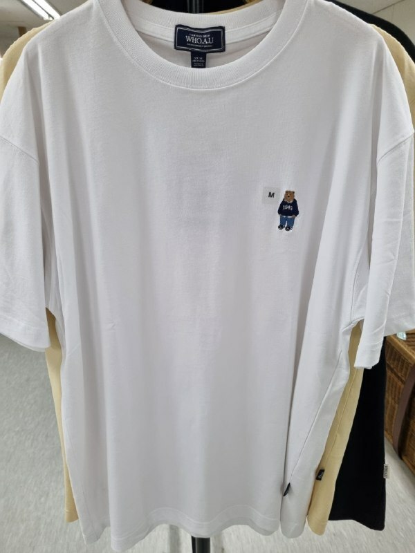 [K] WHO.A.U STEVE EMBROIDERY SHORT SLEEVE TEE LOOSE FIT,IVORY, WHRAD2311U-IVORY (KWAU667)