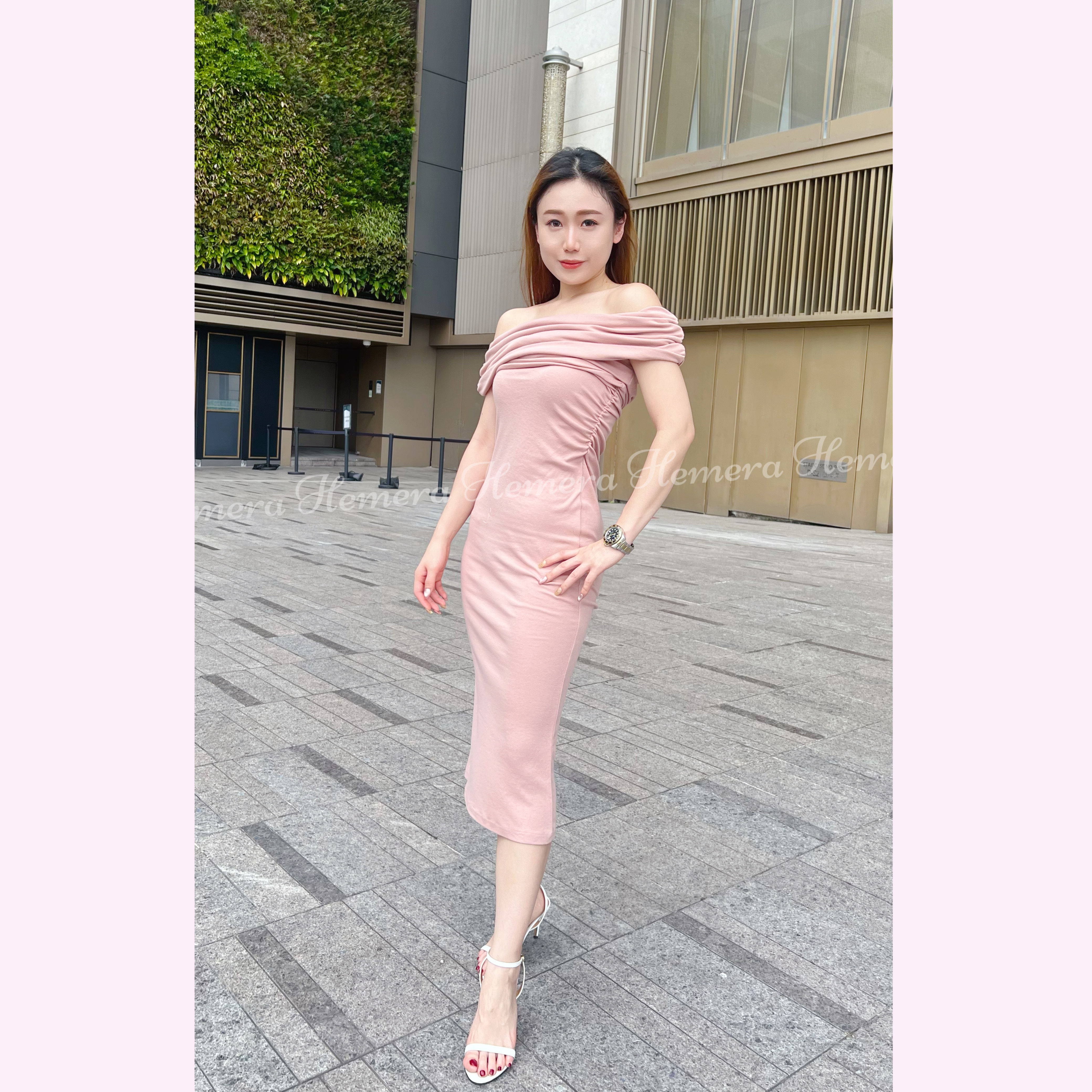 DR23W0531 一字膊連身裙中長裙