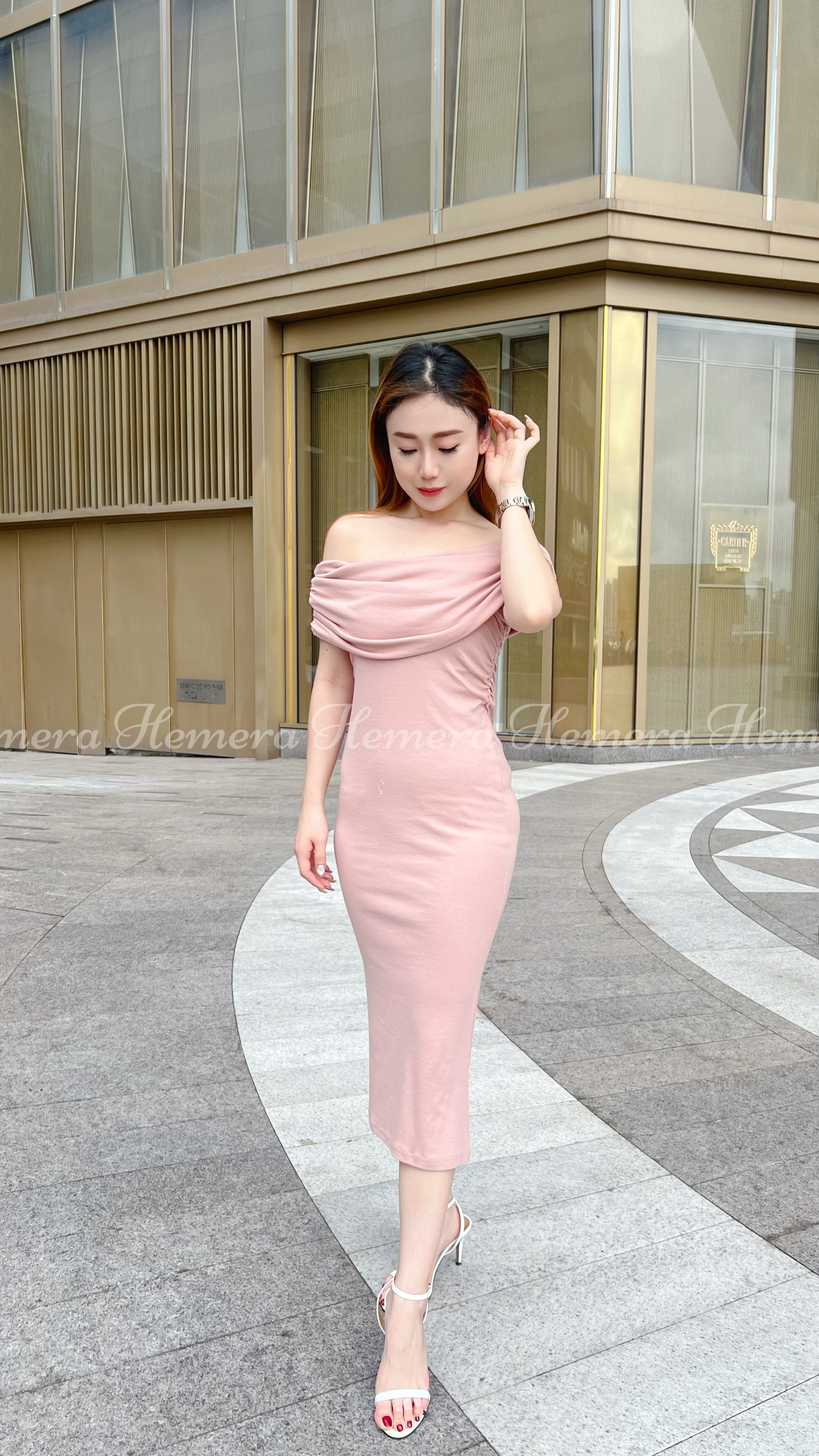 DR23W0531 一字膊連身裙中長裙