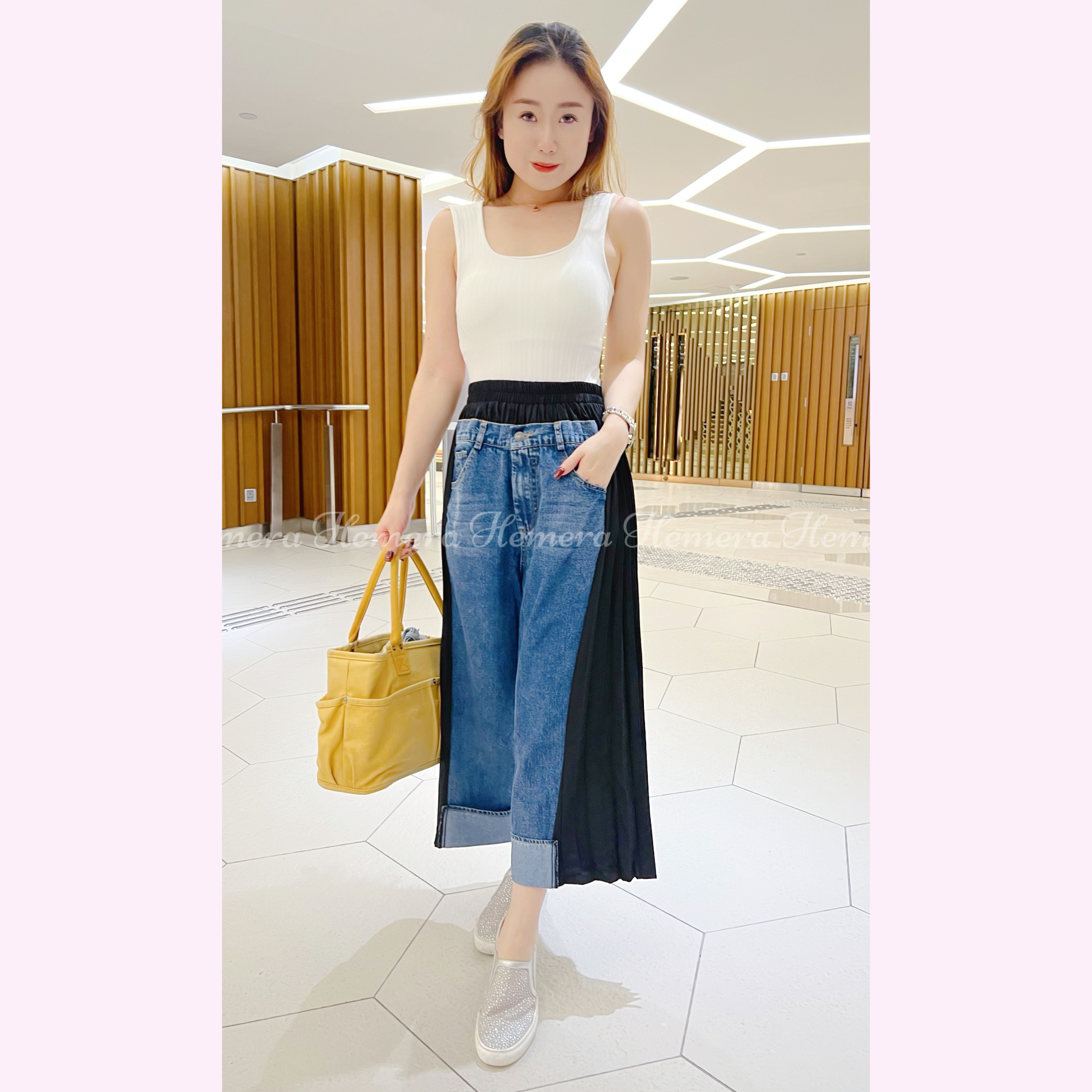 PT23W0513 陰影顯瘦牛仔褲