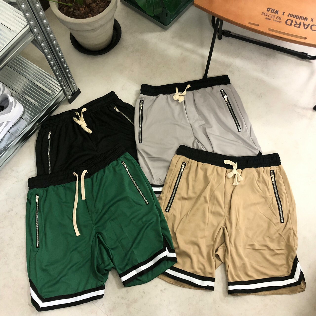 CROSS 美式風格 滾邊 抽繩 素面  運動短褲 1094