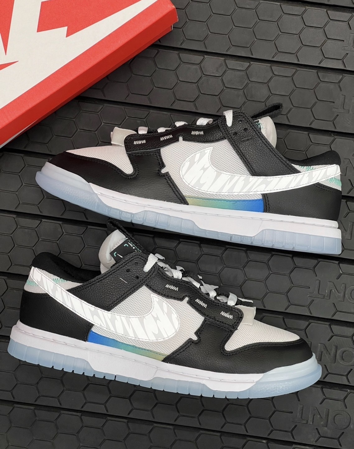 Nike Air Dunk Jumbo 熊貓 解構 冰底  反光