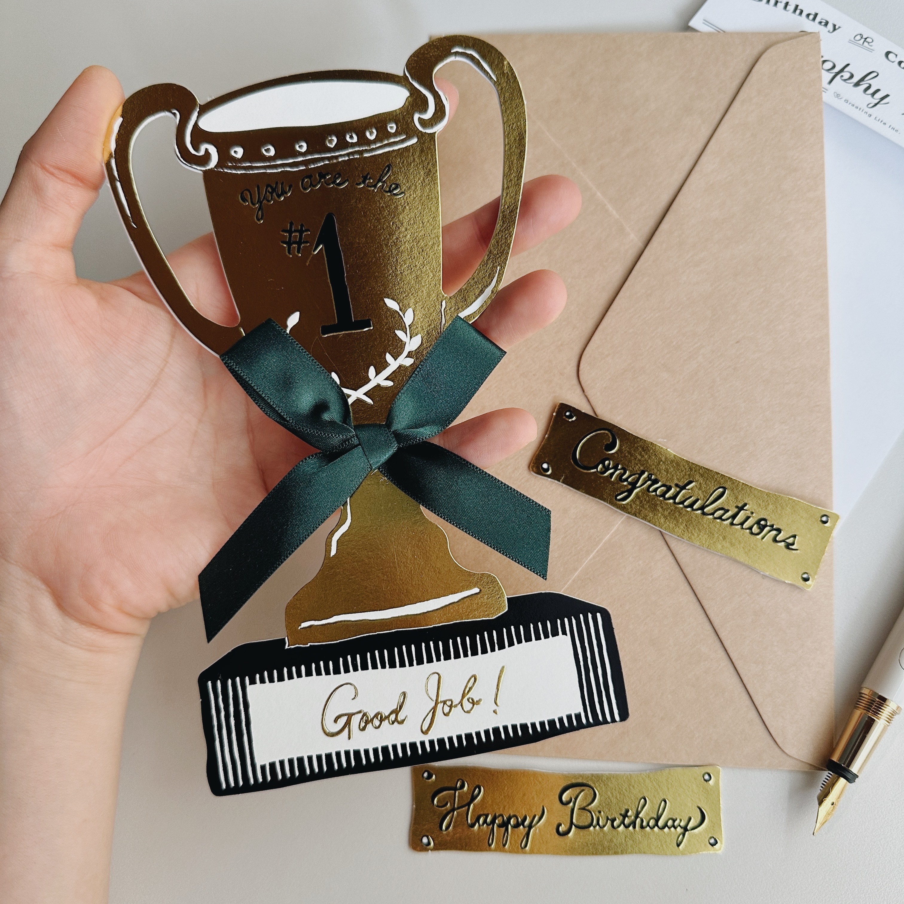 燙金獎盃卡片 萬用賀卡｜日本Greeting Life